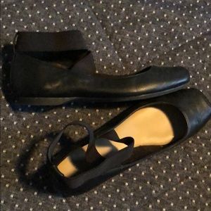 Ana black ballerina flats with ankle strap